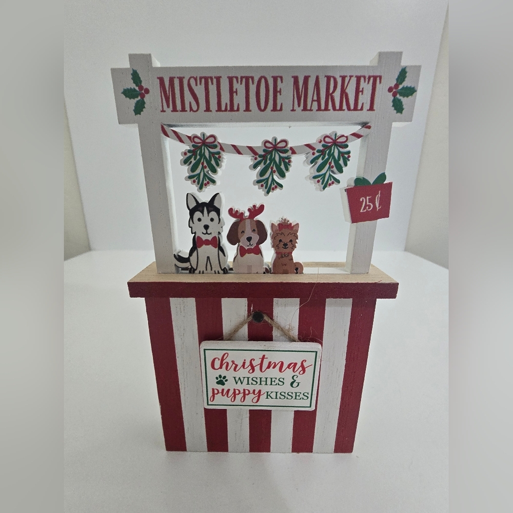 Christmas Mistletoe Market Booth Wood Decor